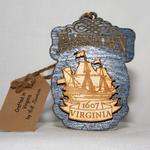 ORN-JT-19              $3.00

TWO PART HANGING LASER-CUT ORNAMENT OF 1607 SHIP